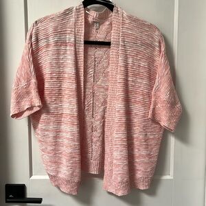 89th & Madison Soft pink and white heathered knitted kimono style shawl